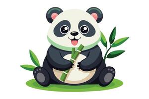 Panda bear with bamboo sticks on a white background vector