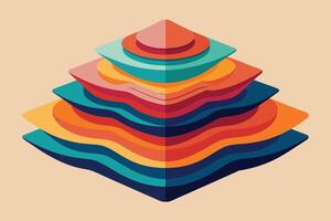 A colorful pyramid with a flat top vector