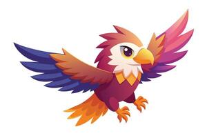 A cartoon bird with colorful wings vector