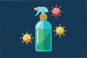 A bottle of hand sanitizer and a spray of germs vector