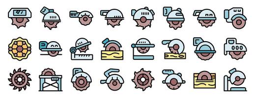 A set of icons that are made up of various types of machinery vector