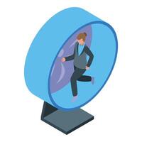 Isometric illustration of a man running in a clock vector