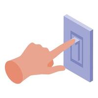 A hand pressing a button on a light switch vector