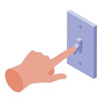 A hand pressing a button on a light switch vector