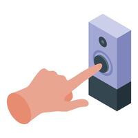 A hand pressing a button on a speaker vector
