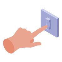 A hand pressing a button on a light switch vector