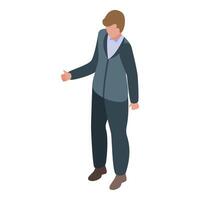 A man in a suit is standing with his hands out vector