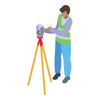 A man standing on a tripod with a surveying device vector