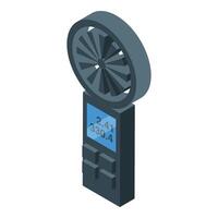 A portable fan with a clock on it vector