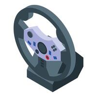 A steering wheel with a controller on it vector
