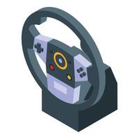 A steering wheel with a controller on it vector