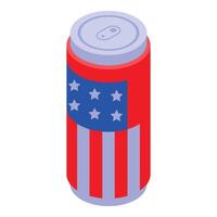 A can of red, white and blue soda with an american flag on it vector