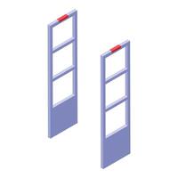 Two doors with a red handle on each side vector