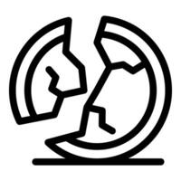 A black and white icon of a broken clock vector