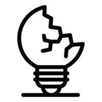 A light bulb with a broken piece of glass inside vector
