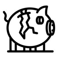 A black and white drawing of a pig with a broken head vector