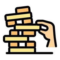 A hand is holding up a stack of blocks vector