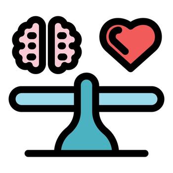 An icon of a brain and heart on a scale vector