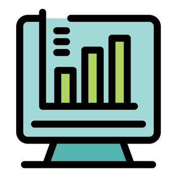A computer monitor with a bar chart on it vector