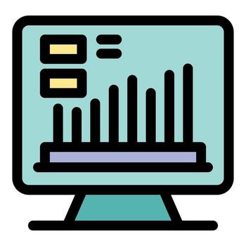 A computer monitor with a bar chart on it vector