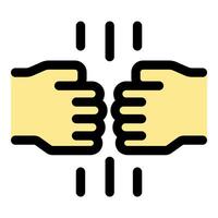 Two hands shaking hands with a white background vector