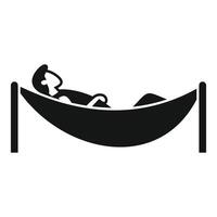 A black and white illustration of a man lying in a hammock vector