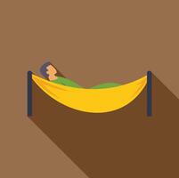 A man sleeping in a hammock on a brown background vector