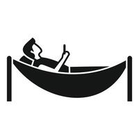 A man laying in a hammock with a cell phone vector