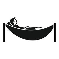 A man is laying in a hammock on a white background vector
