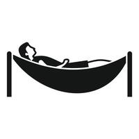 A black and white illustration of a man lying in a hammock vector