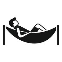 A man is laying in a hammock on a white background vector