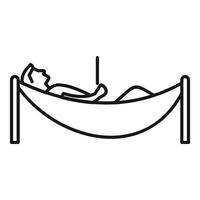 A man is laying in a hammock with a drink vector