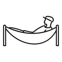 A man is laying in a hammock on a white background vector