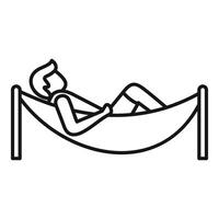 A man laying in a hammock on a white background vector