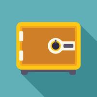 A flat icon of a safe box with a key vector