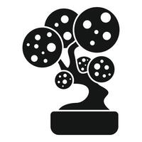 Bonsai tree icon in black and white on white background vector