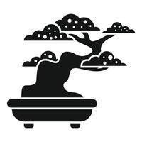 Bonsai tree icon in black and white style on white background vector