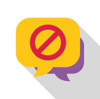 No chat icon with long shadow on white background vector