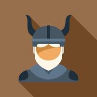 A flat icon of a man in a helmet with horns vector
