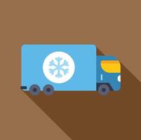 A flat icon of a truck with a snowflake on the side vector