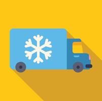 A flat icon of a truck with a snowflake on the side vector