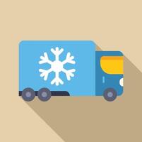 A flat icon of a truck with snowflakes on it vector