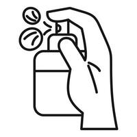 Hand holding a spray bottle with coffee beans in it vector