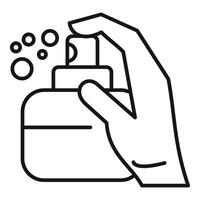 A hand holding a bottle of perfume and soap vector
