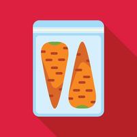 Two carrots in a bag on a red background vector