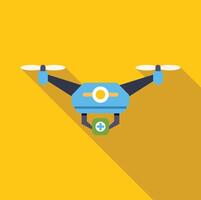 A drone with a camera on it on a yellow background vector