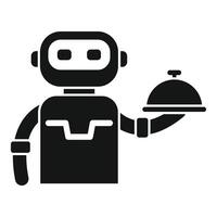 A robot holding a tray with a dish on it vector