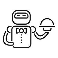 A robot holding a plate with a fork and knife vector