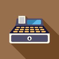 A flat icon of a cash register with a paper vector