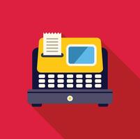 A typewriter with paper and a check vector